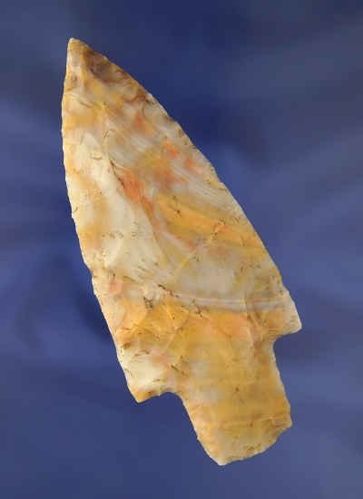 4 15/16" Highly colored Flint Ridge Adena found in Ohio. Ex. Lynn Brooks. Bennett COA.
