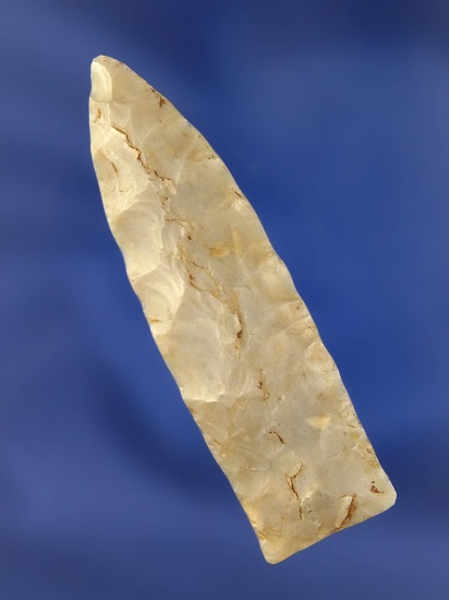 2 9/16" Plainview made from Gray Chalcedony. Found in Ward Co., North Dakota. Pictured.