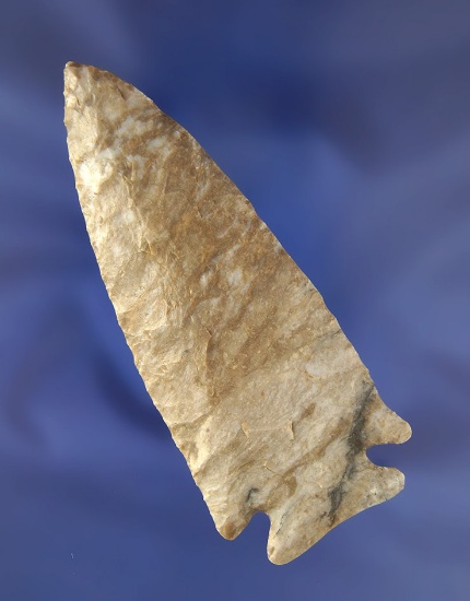 3 7/8" Archic Cornernotch made from Coshocton Flint and found in Coshocton Co., Ohio.