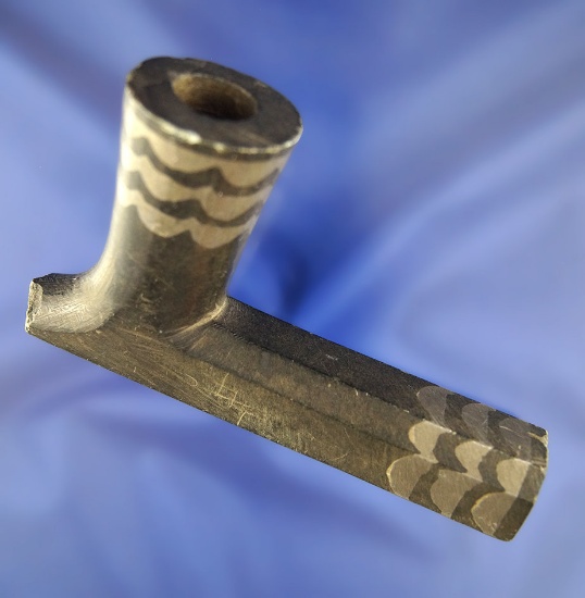 Nicely made 4 5/8" lead inlay historic era pipe.