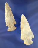 Pair of Flint Ridge Flint Hopewell Arrowheads found in Ohio, largest is 3