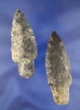 Pair of Adena Points from the frame of Norm Archer Adenas, pictured. Largest is 3 5/8