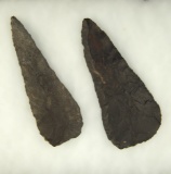 Pair of Archaic Knives made from Kanawah Chert, found in West Virginia. Each around 4 3/8