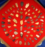 Beautiful octagon display frame full of Arrowheads found in Colorado. Largest is 1 3/16