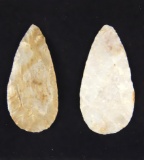 Pair of Flint Ridge Adena Blades found in Ohio. Ex- B.B. Thomas Collection. Largest is 2 7/8