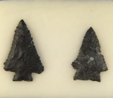 Pair of nicely made Coshocton Flint Arrowheads found in Ohio. Largest is 2 1/8