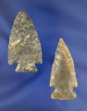 Pair of 2 Archaic Cornernotch Points, largest is 2 3/16