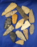 Set of 15 assorted flint Knives found in Ohio.