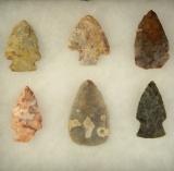 Set of six assorted Arrowheads found in Ohio, largest is 1 7/8