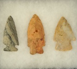 Set of three Arrowheads found in Ohio – largest is 2 3/8