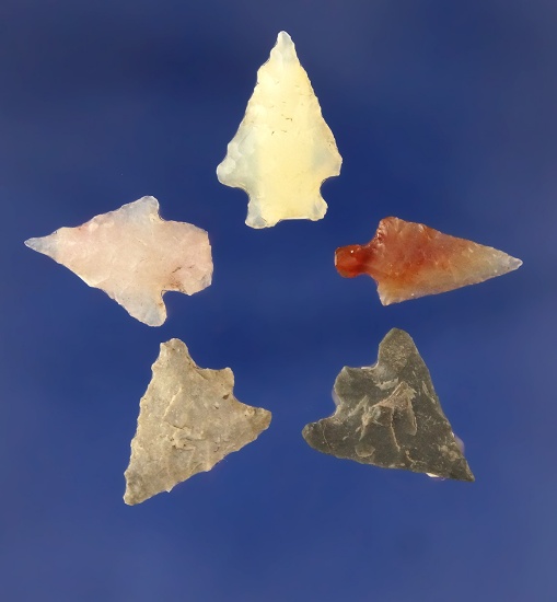 Set of four attractive Gempoints found near the Columbia River, largest is 5/8". Ex. Vern Emil colle