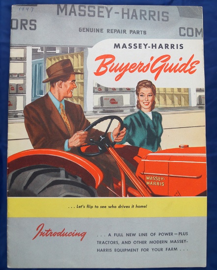 Massey-Harris Buyer's Guide, "1947" written on front in pen, 31 pages, some color