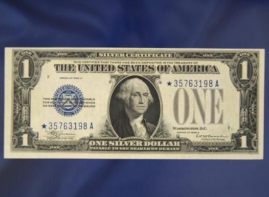 1928-D Star $1.00 Funny Back Silver Certificate AU+