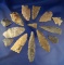 Nice group of assorted Arrowheads and Knives, largest is 3 3/4