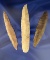 Set of 3 Bi-pointed Flint Knives found in Indiana, largest is 5 1/4