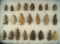 Set of 23 assorted Arrowheads and Knives, largest is 2 1/16