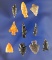 Set of 10 assorted Arrowheads found by R. D. Mudge in Nevada. Largest is 1