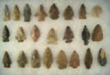 Set of 23 assorted Arrowheads and Knives, largest is 2 1/16