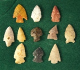 Set of 11 Assorted Arrowheads, largest is 1 1/2