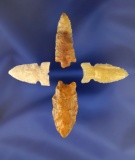 Set of 4 Nicely made Arrowheads found in Colorado, largest is 1 5/16