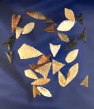 Group of 24 assorted African Neolithic Arrowheads found in the northern Sahara desert region.