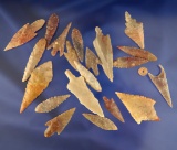 Group of 20 assorted African Neolithic Arrowheads found in the northern Sahara desert region.