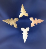 Set of four nicely styled Toyah points, largest is 7/8