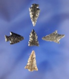 Set of five Oregon Arrowheads from the Vern Emil collection. Largest is 3/4