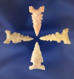Set of four well styled Arrowheads, largest is 1