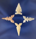 Set of four well styled Arrowheads, largest is 1