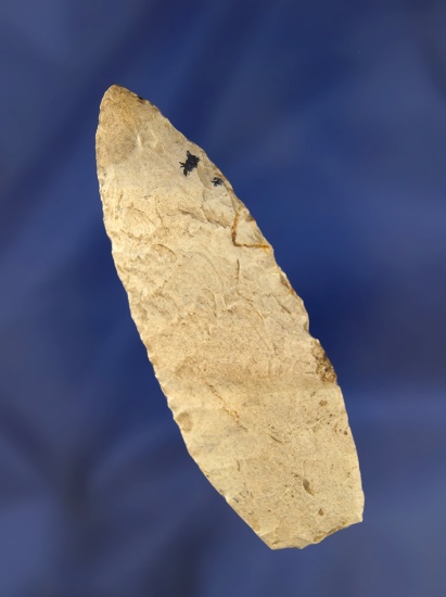 3 1/8" Paleo Lanceolate with nicely ground lower edges.  Found in Illinois.