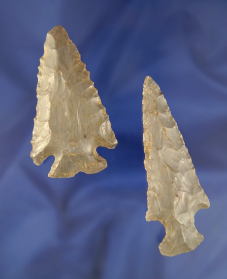 Pair of Arrowheads found in Ohio, largest is 3 1/8".