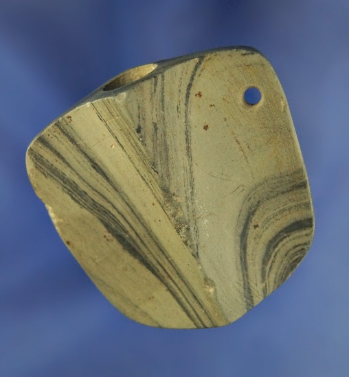 Exceptional!  1 7/8" miniature Bannerstone with secondary accessory hole Fayette Co.,  Ohio. 2 COAs
