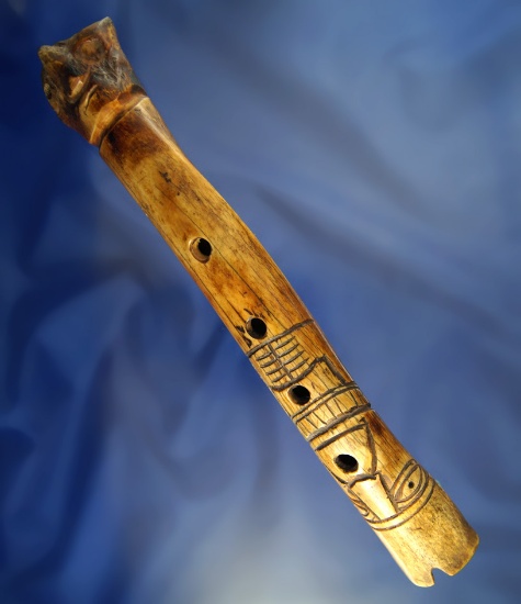 Excellent carving on this 9 1/2" highly polished bone effigy flute - Inca culture, Highlands of Peru
