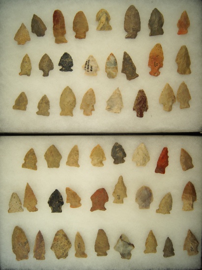 Group of 50 Assorted Arrowheads found in Greenup Co., Kentucky. Ex. Claxton. Largest is 2".