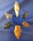Set of six assorted Arrowheads, largest is 1 7/8