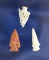 Set of three Arrowheads found in Nevada by R. D. Mudge, largest is 1