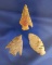 Set of three Arrowheads found on the Oregon side of the Columbia River Gorge.