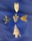 Set of five nice Arrowheads found near the Columbia River. Largest is 1 1/8
