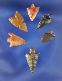 Set of six assorted Gempoints found near the Columbia River, largest is 7/8