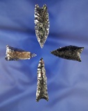 Six set of four nice Oregon Obsidian Arrowheads, largest is 2