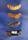 Set of four Paleo Obsidian Crescents found in Nevada by R. D. Mudge, largest is 1 1/2