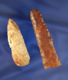 Pair of Flint Knives, both have some damage, largest is 3 3/16