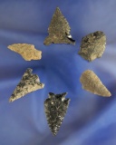Set of five assorted Arrowheads, largest is 1 1/2