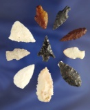 Set of 10 assorted Arrowheads found in Oregon and Nevada, largest is 1 1/4
