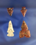 Set of four assorted Arrowheads, largest is 1 5/16