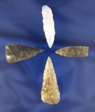 Set of four Triangular Arrowheads found near the Columbia River, largest is 1 3/4