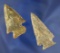 Pair of nice Archaic Cornernotch Arrowheads, found near the Cumberland River, Creelsboro, KY.