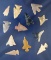 Nice set of 12 assorted southwestern U. S. Arrowheads, largest is 1 1/16