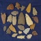 Large group of assorted Arrowheads, largest is 1 7/8